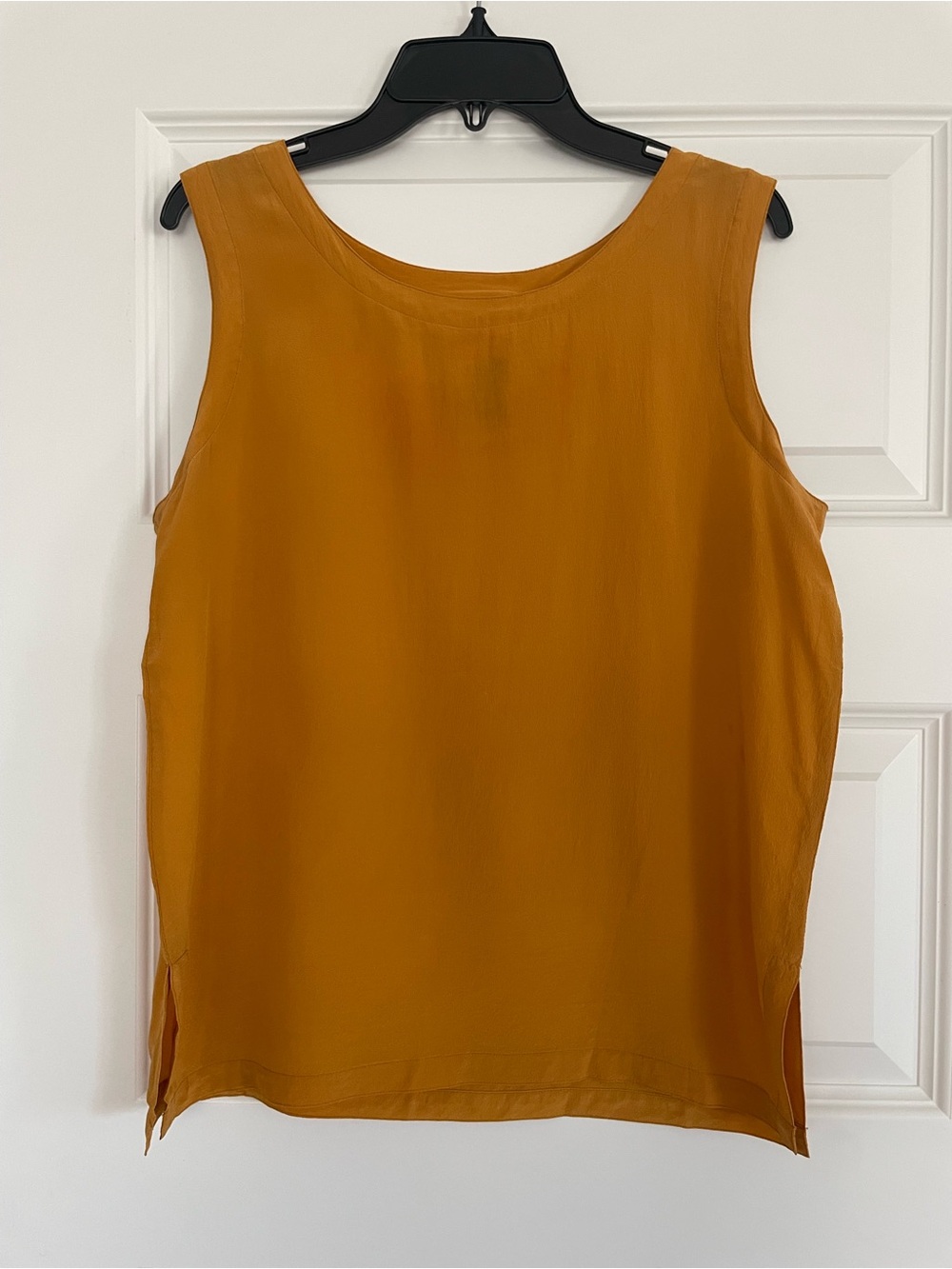Vintage Marguerite Li Women's 100% Silk Sleeveless Boxy Tank Top in Marigold